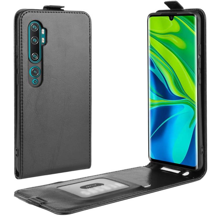 Flip Case Handyhülle für Xiaomi Mi Note 10 Pro Vertikal Schutzhülle Tasche Cover Schwarz Bumper Smartphone Kartensteckplatz-Kreditkarte-Geldscheine