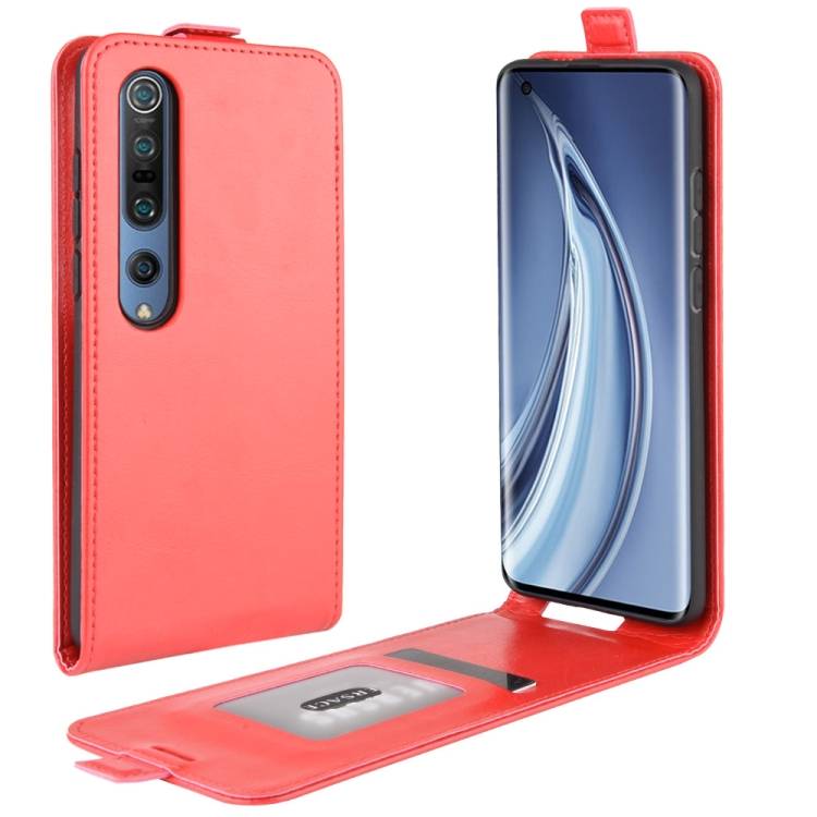 Flip Case Handyhülle für Xiaomi Mi 10 Vertikal Schutzhülle Tasche Cover Rot Bumper Smartphone Kartensteckplatz-Kreditkarte-Geldscheine EC-Karte Ban