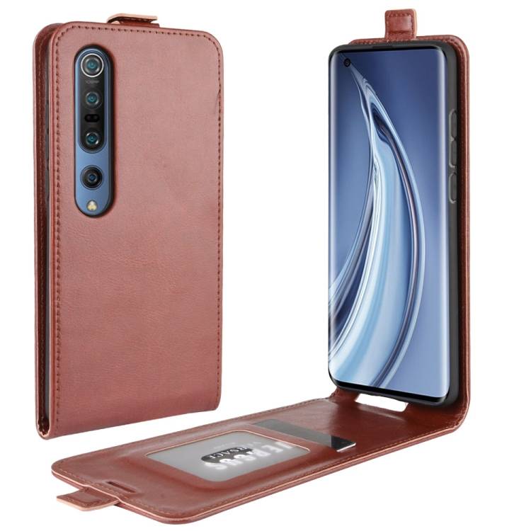 Flip Case Handyhülle für Xiaomi Mi 10 Vertikal Schutzhülle Tasche Cover Braun Bumper Smartphone Kartensteckplatz-Kreditkarte-Geldscheine EC-Karte