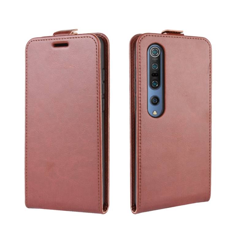 Flip Case Handyhülle für Xiaomi Mi 10 Vertikal Schutzhülle Tasche Cover Braun Bumper Smartphone Kartensteckplatz-Kreditkarte-Geldscheine EC-Karte