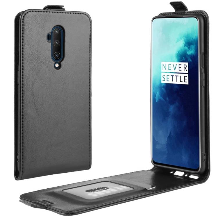 Flip Case Handyhülle für OnePlus 7 Pro Vertikal Schutzhülle Tasche Cover Schwarz Bumper Smartphone Kartensteckplatz-Kreditkarte-Geldscheine EC-Kart