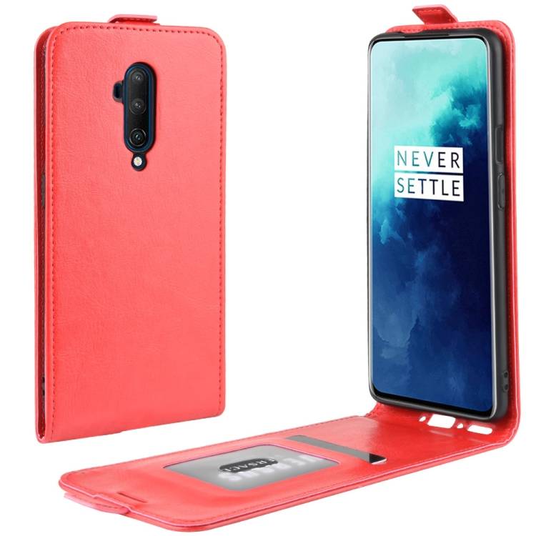 Flip Case Handyhülle für OnePlus 7 Pro Vertikal Schutzhülle Tasche Cover Rot Bumper Smartphone Kartensteckplatz-Kreditkarte-Geldscheine EC-Karte Ba