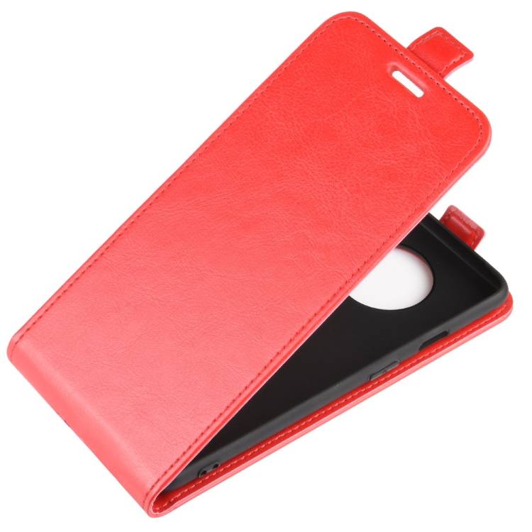Flip Case Handyhülle für OnePlus 7T Vertikal Schutzhülle Tasche Cover Rot Bumper Smartphone Kartensteckplatz-Kreditkarte-Geldscheine EC-Karte Bank-