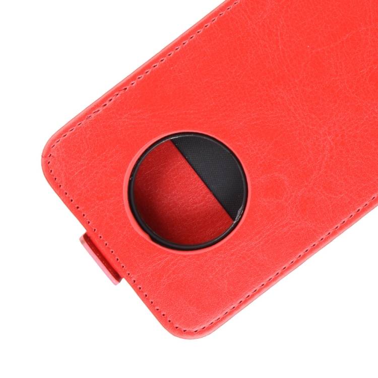 Flip Case Handyhülle für OnePlus 7T Vertikal Schutzhülle Tasche Cover Rot Bumper Smartphone Kartensteckplatz-Kreditkarte-Geldscheine EC-Karte Bank-