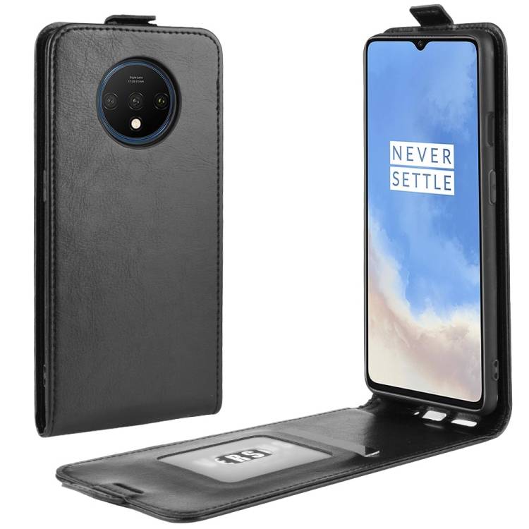 Flip Case Handyhülle für OnePlus 7T Vertikal Schutzhülle Tasche Cover Schwarz Bumper Smartphone Kartensteckplatz-Kreditkarte-Geldscheine EC-Karte