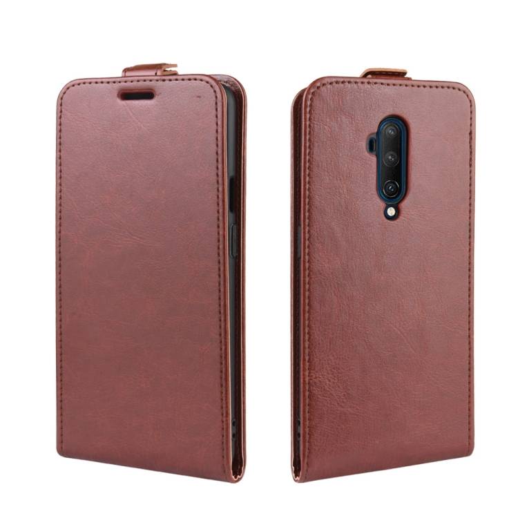 Flip Case Handyhülle für OnePlus 7 Pro Vertikal Schutzhülle Tasche Cover Braun Bumper Smartphone Kartensteckplatz-Kreditkarte-Geldscheine EC-Karte