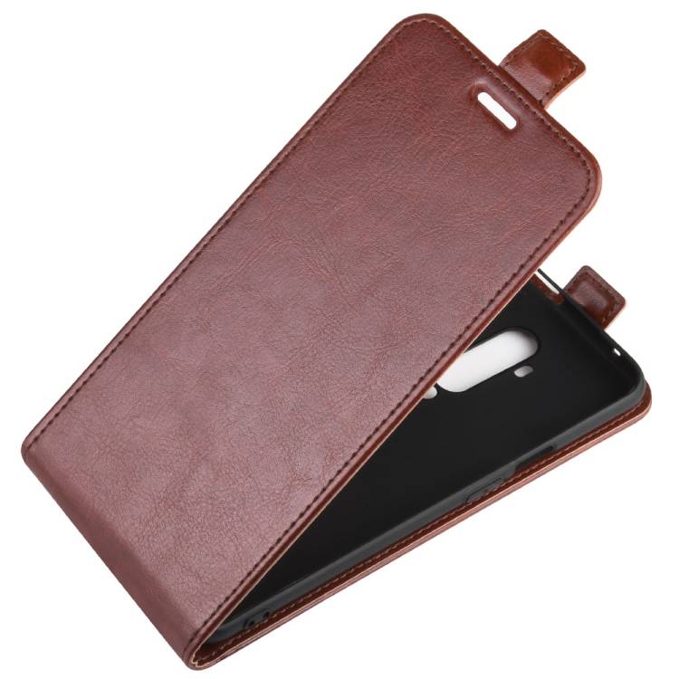 Flip Case Handyhülle für OnePlus 7 Pro Vertikal Schutzhülle Tasche Cover Braun Bumper Smartphone Kartensteckplatz-Kreditkarte-Geldscheine EC-Karte