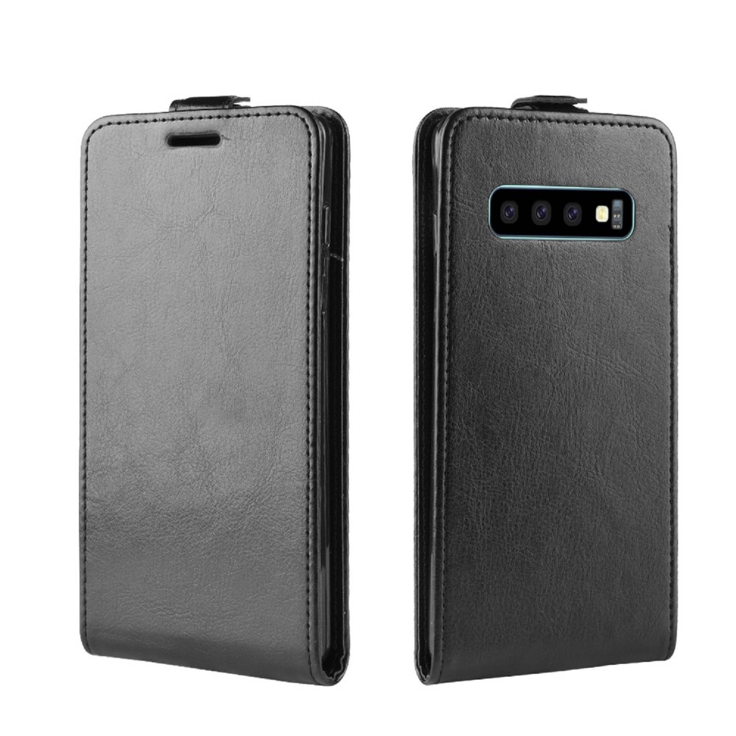 Flip Case Handyhülle für Samsung Galaxy S10 Vertikal Schutzhülle Tasche Cover Schwarz Bumper Smartphone Kartensteckplatz-Kreditkarte-Geldscheine EC