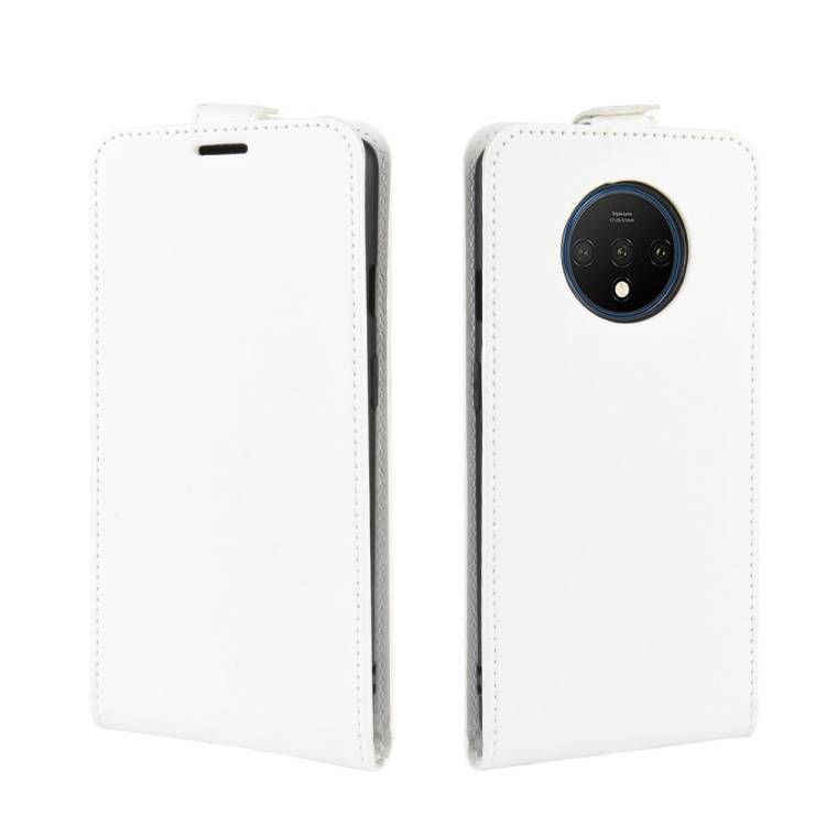 Flip Case Handyhülle für OnePlus 7T Vertikal Schutzhülle Tasche Cover Weiß Bumper Smartphone Kartensteckplatz-Kreditkarte-Geldscheine EC-Karte Ban