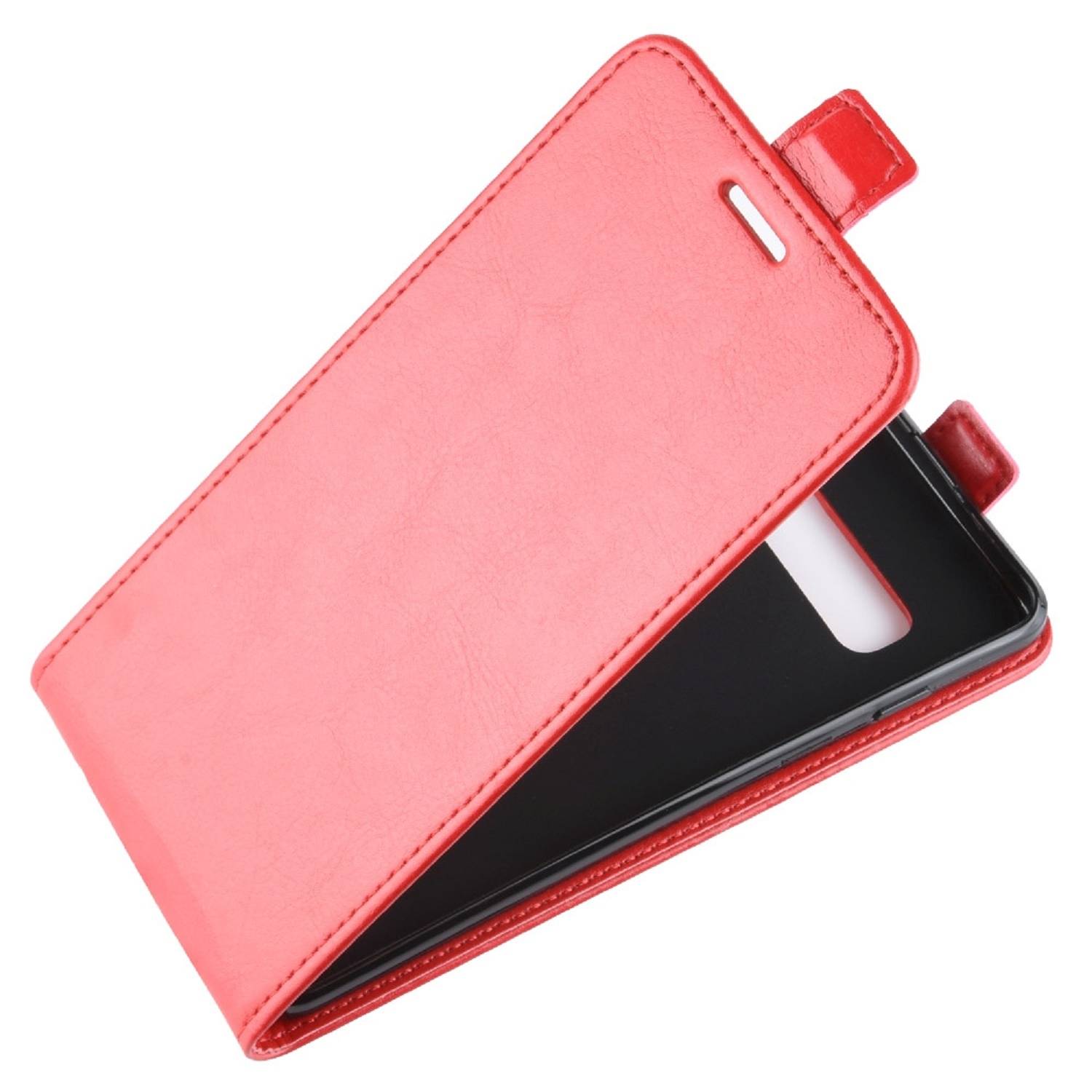 Flip Case Handyhülle für Samsung Galaxy S10 Vertikal Schutzhülle Tasche Cover Rot Bumper Smartphone Kartensteckplatz-Kreditkarte-Geldscheine EC-Kar