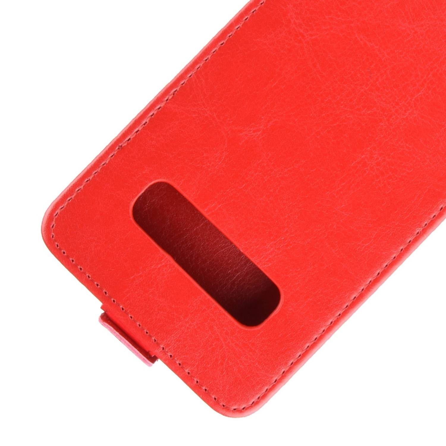 Flip Case Handyhülle für Samsung Galaxy S10 Vertikal Schutzhülle Tasche Cover Rot Bumper Smartphone Kartensteckplatz-Kreditkarte-Geldscheine EC-Kar