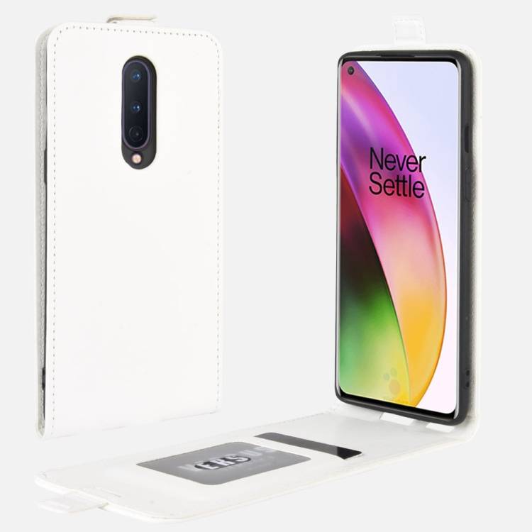 Flip Case Handyhülle für OnePlus 8 Vertikal Schutzhülle Tasche Cover Weiß Bumper Smartphone Kartensteckplatz-Kreditkarte-Geldscheine EC-Karte Bank