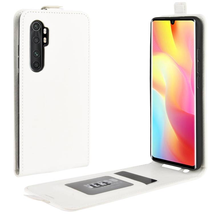 Flip Case Handyhülle für Xiaomi Mi Note 10 Lite Vertikal Schutzhülle Tasche Cover Weiß Bumper Smartphone Kartensteckplatz-Kreditkarte-Geldscheine