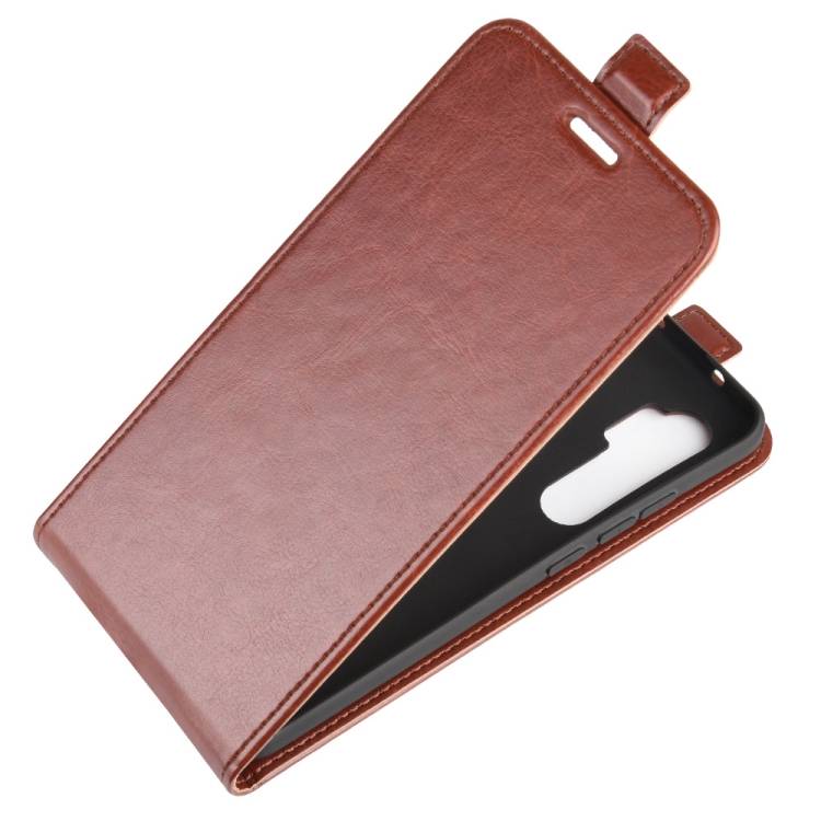 Flip Case Handyhülle für Xiaomi Mi Note 10 Lite Vertikal Schutzhülle Tasche Cover Braun Bumper Smartphone Kartensteckplatz-Kreditkarte-Geldscheine
