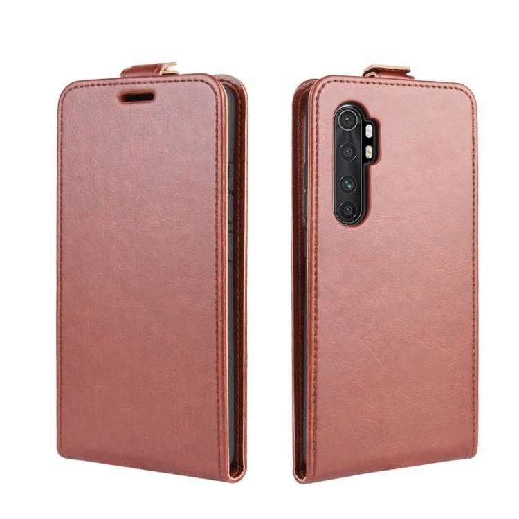 Flip Case Handyhülle für Xiaomi Mi Note 10 Lite Vertikal Schutzhülle Tasche Cover Braun Bumper Smartphone Kartensteckplatz-Kreditkarte-Geldscheine