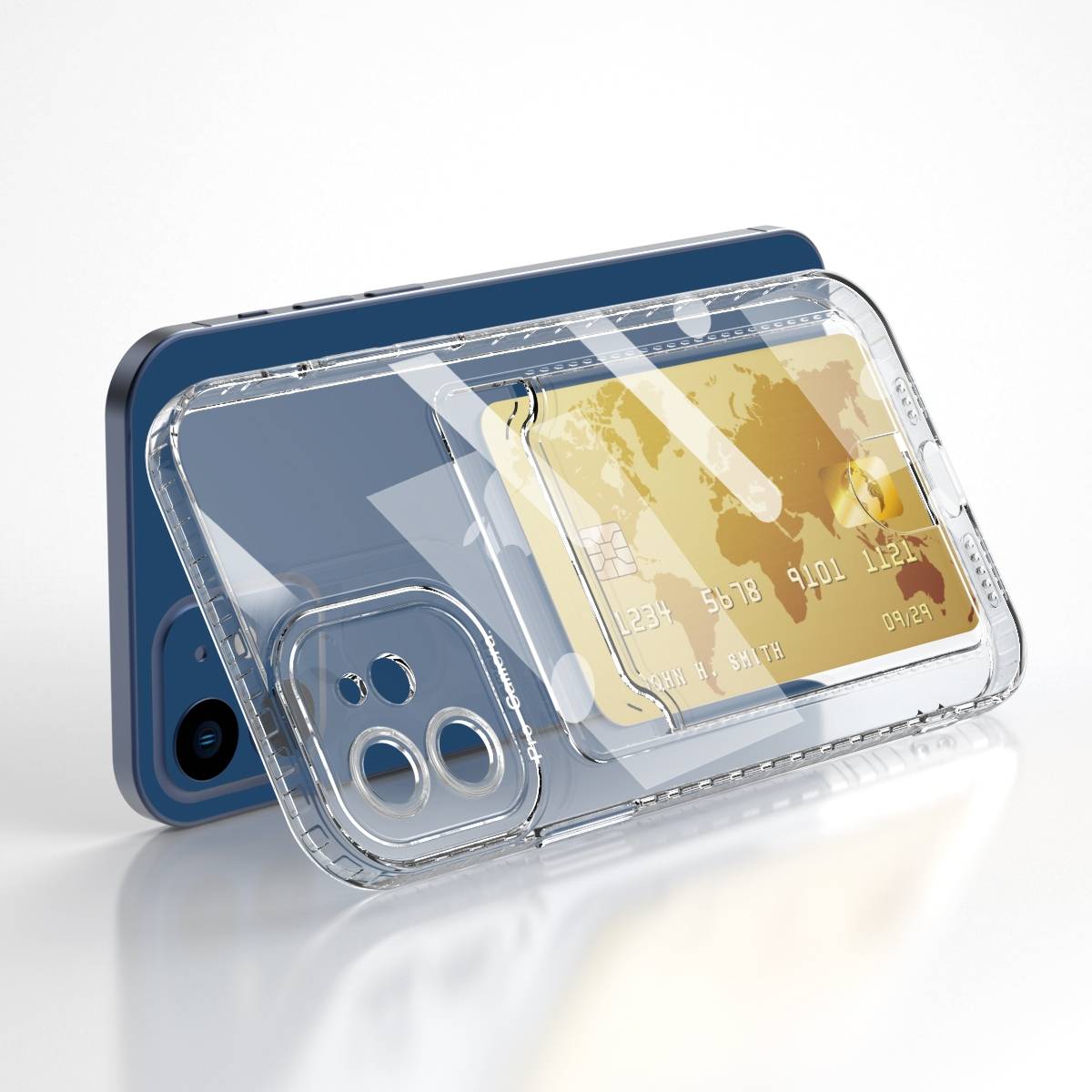 Schutzhülle für iPhone 11 Pro Kamera Case Handyhülle Cover Tasche Transparent Smartphone Bumper (Kartensteckplatz-Kreditkarte-Geldscheine)