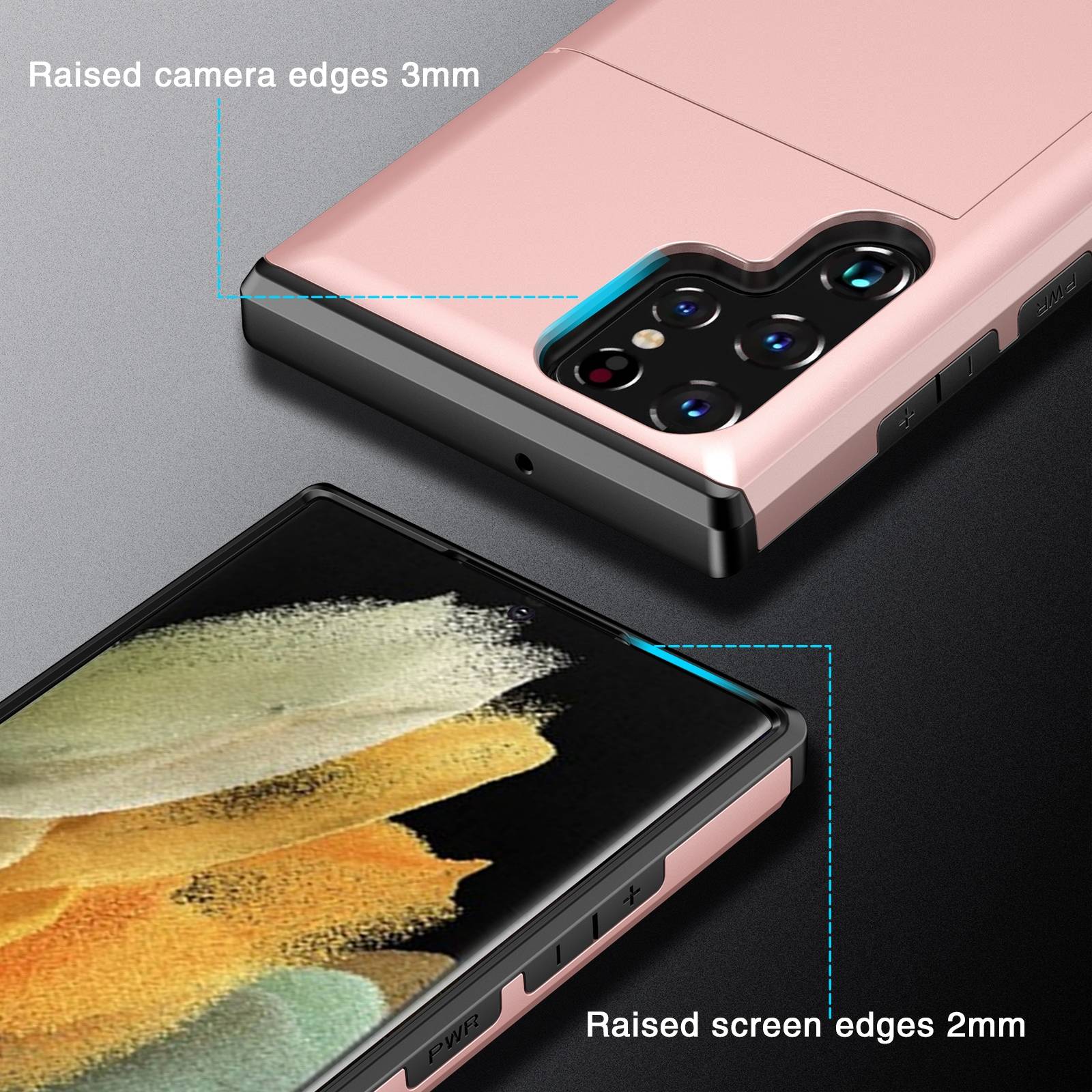 Schutzhülle für Samsung Galaxy S22 Ultra Weiß Handyhülle Schutztasche Case Cover Tasche Transparent Smartphone Bumper (Kartensteckplatz-Kreditkart