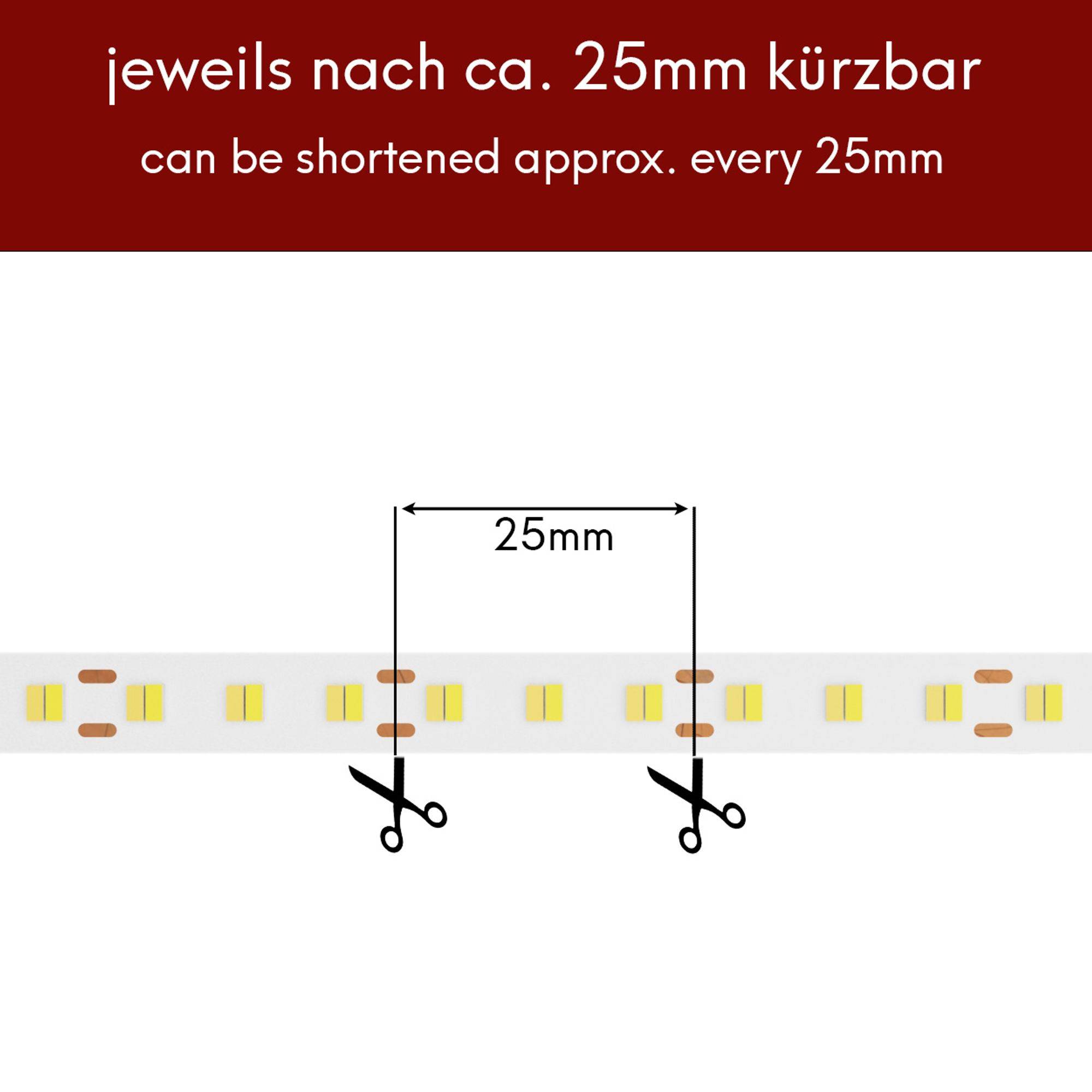 kalb | LED Strip Streifen 8mm CCT 240 LEDs/m 3000K-6000K, 12VDC, 5 Meter Rolle, Farbwechsel 2-Draht