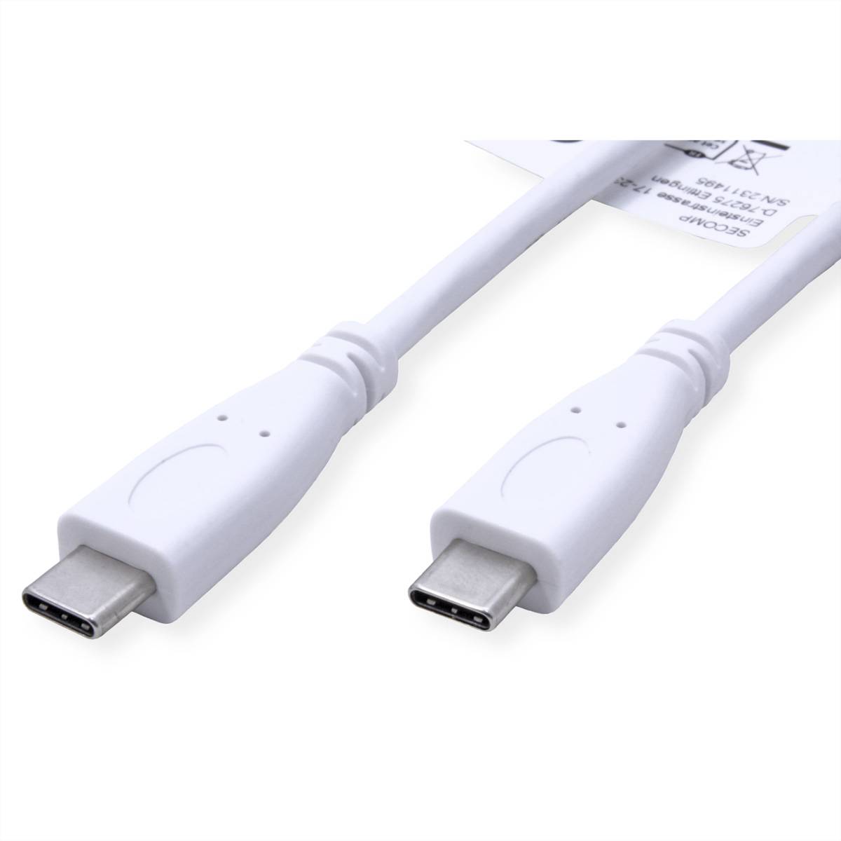 VALUE USB 3.2 Gen 2 Kabel, USB C-C, ST/ST, 4K UHD-1, 10Gbit/s, Emark, 100W, weiß, 0,5 m