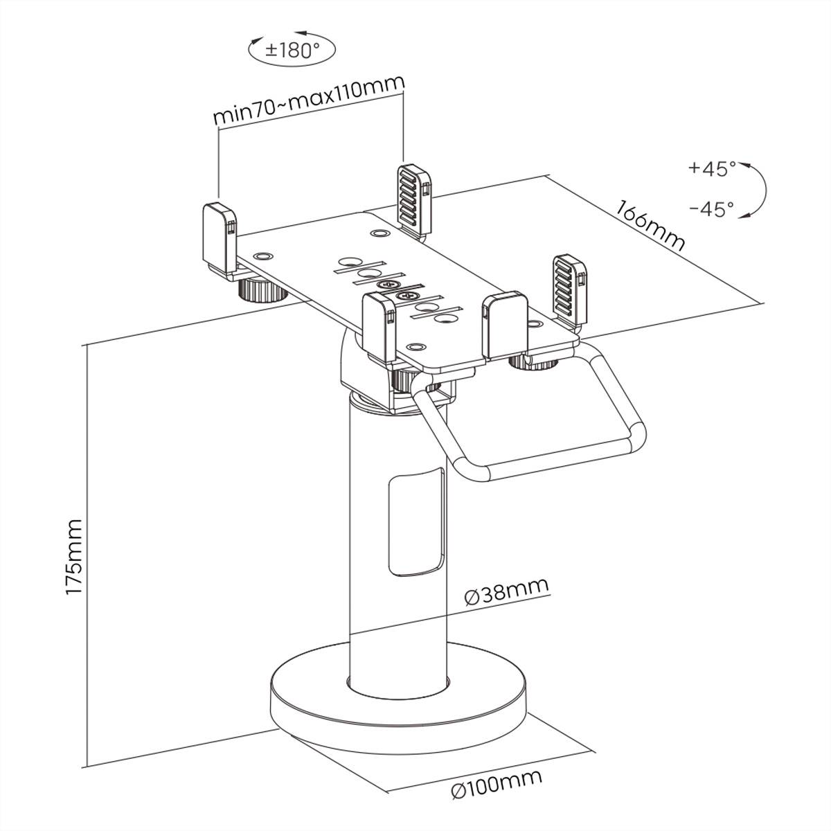 ROLINE Universeller, dreh- und neigbarer Kreditkartenterminal-Ständer