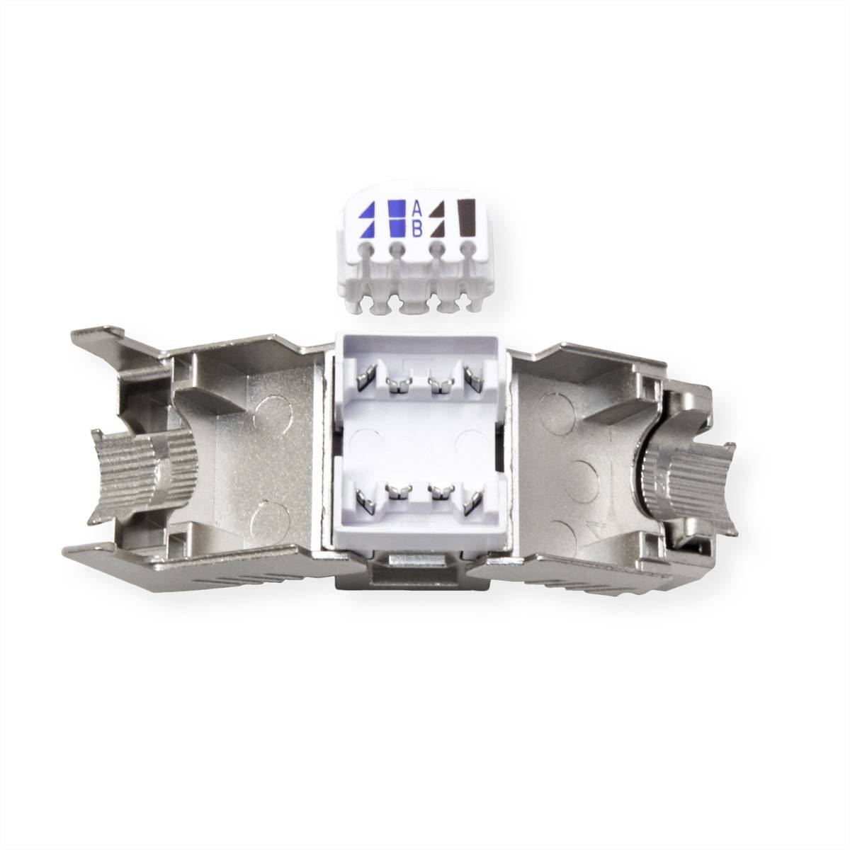 ROLINE Cat.6A (Class EA) Keystone, RJ-45, geschirmt, werkzeuglos, GHMT, silberfarben