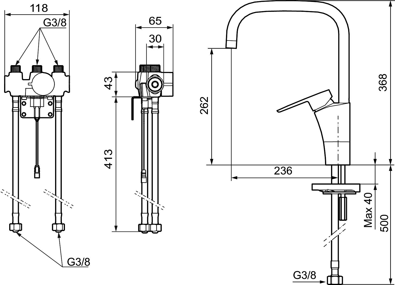 MORA CERA duo Spültisch Hybridarmatur m. Hygienespülung Batteriebetrieb Chrom