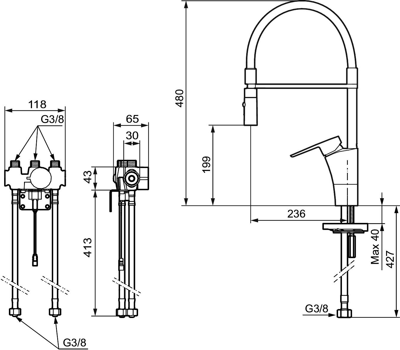 Mora CERA duo miniprofi Hybridarmatur m. Hygienespülung Batteriebetrieb Chrom