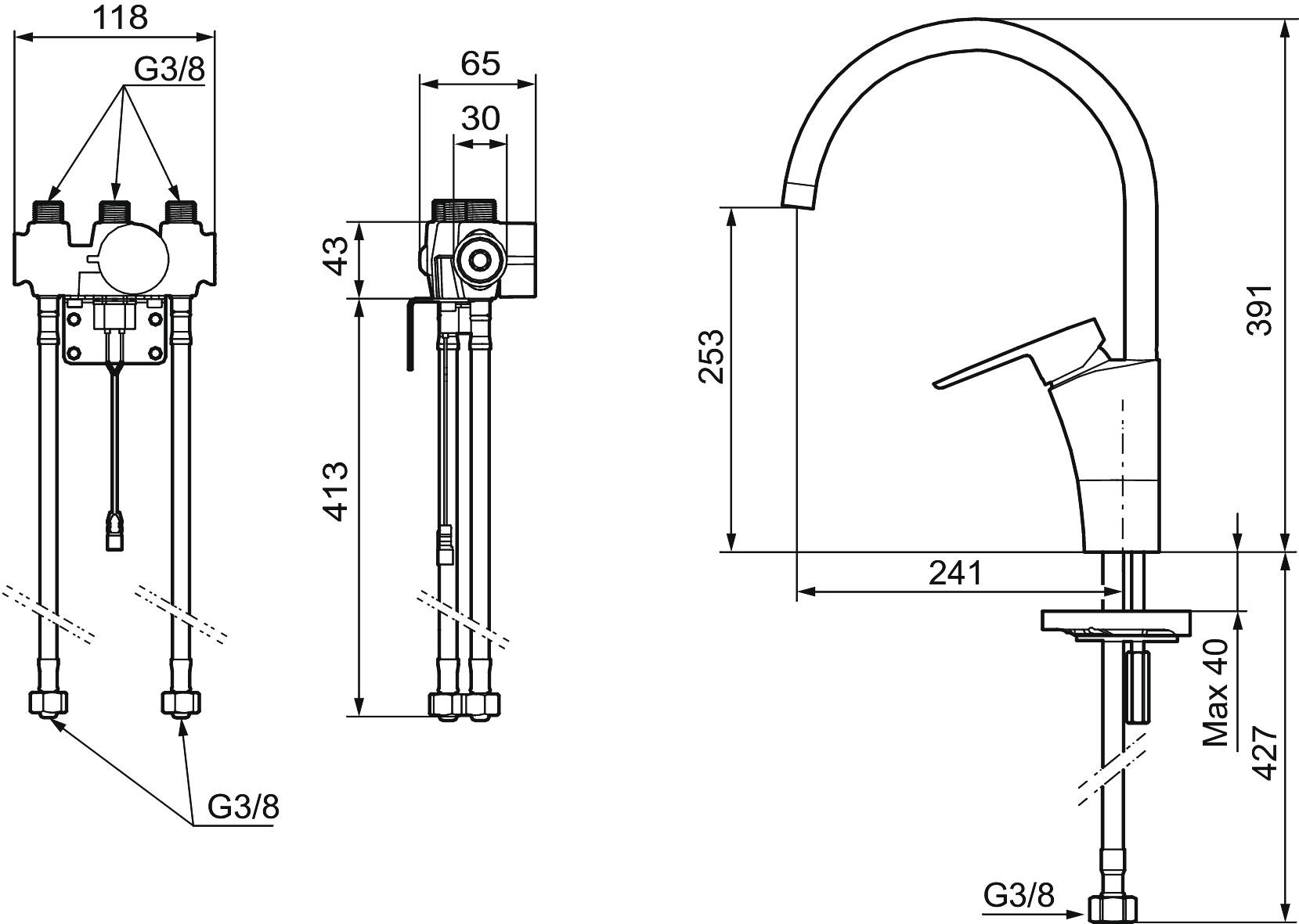 MORA CERA duo Spültisch Hybridarmatur m. Hygienespülung Batteriebetrieb mit Sensor Chrom