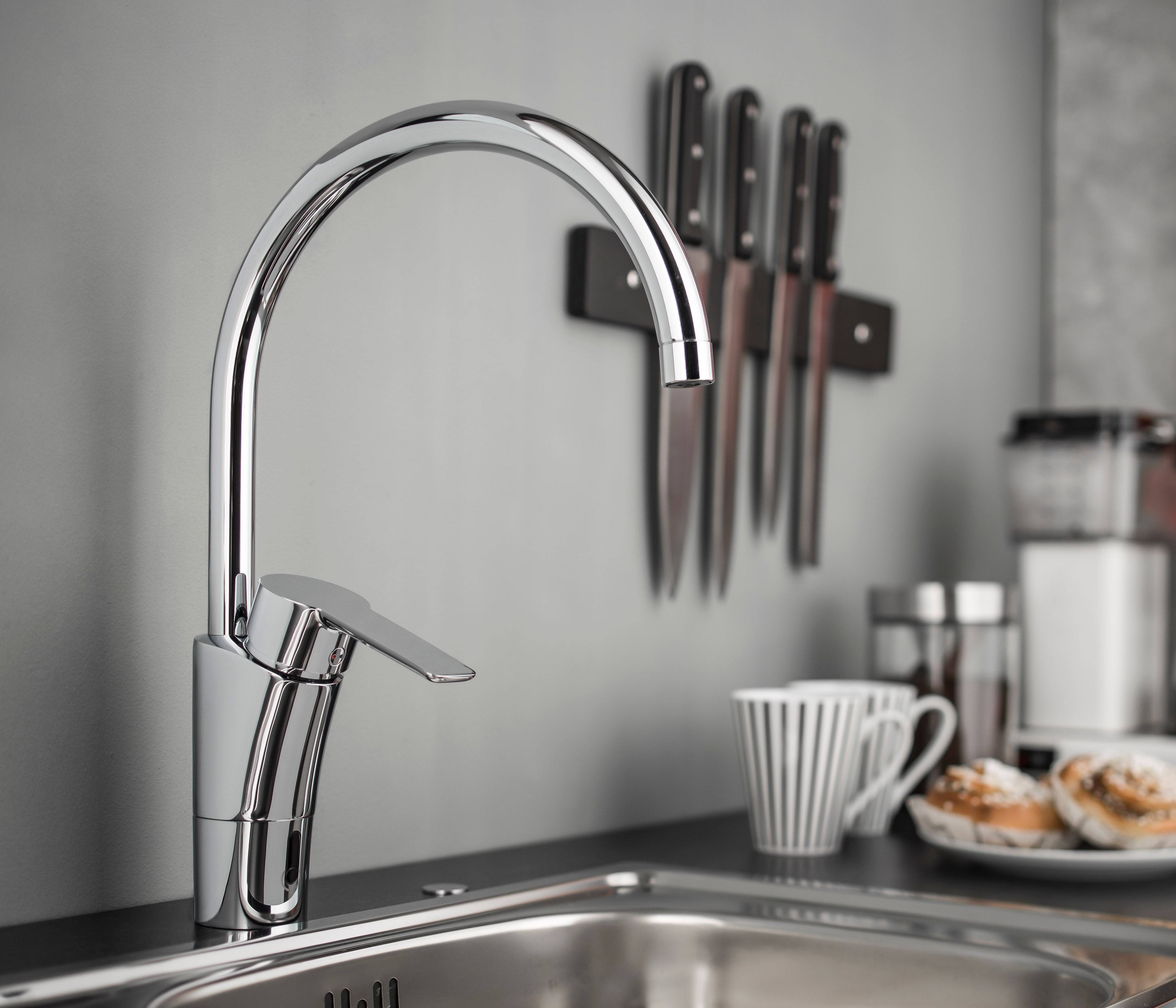 MORA CERA duo Spültisch Hybridarmatur m. Hygienespülung mit Absperrventil Batteriebetrieb mit Sensor Chrom