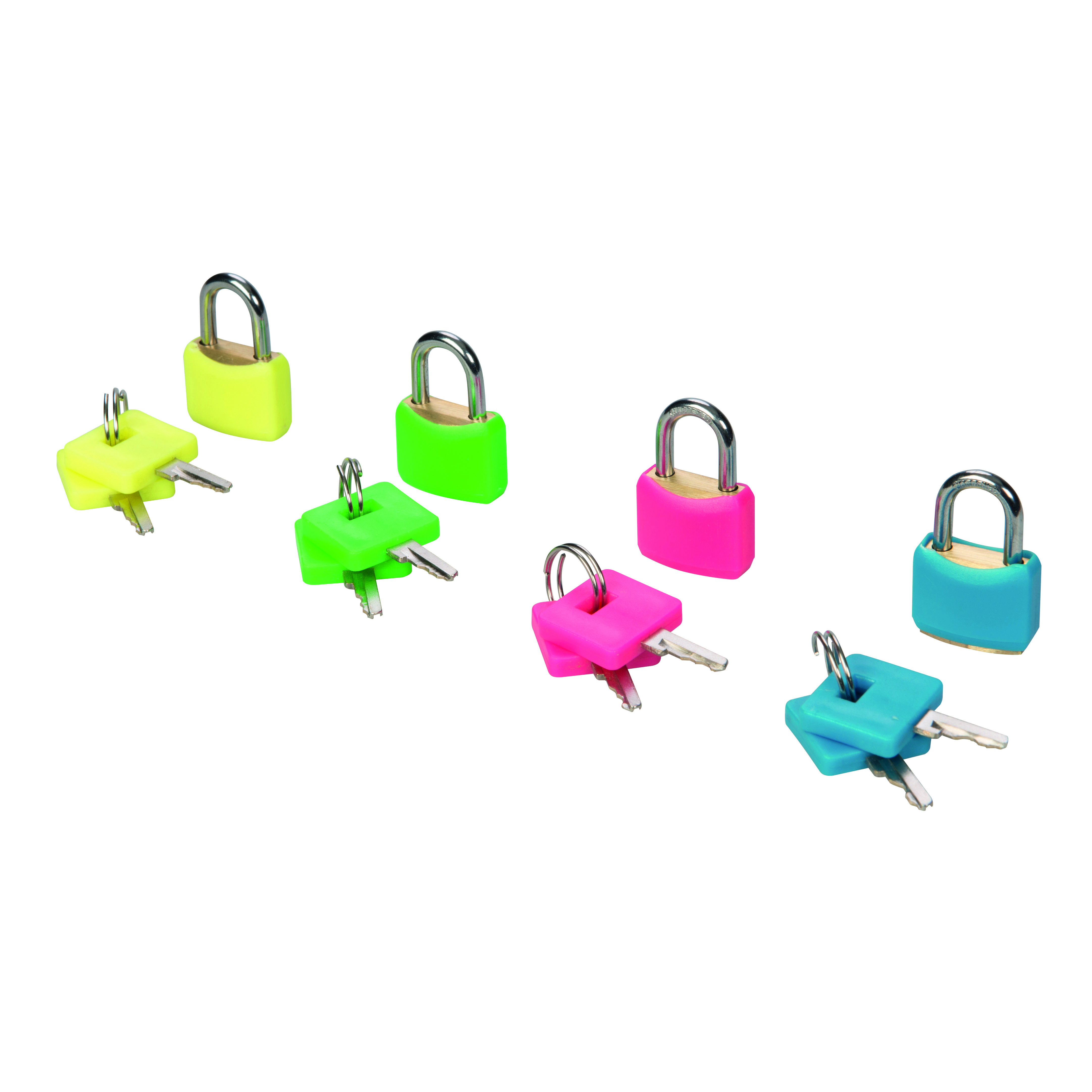4 x Messing Vorhängeschloss 20 mm in Signalfarben
