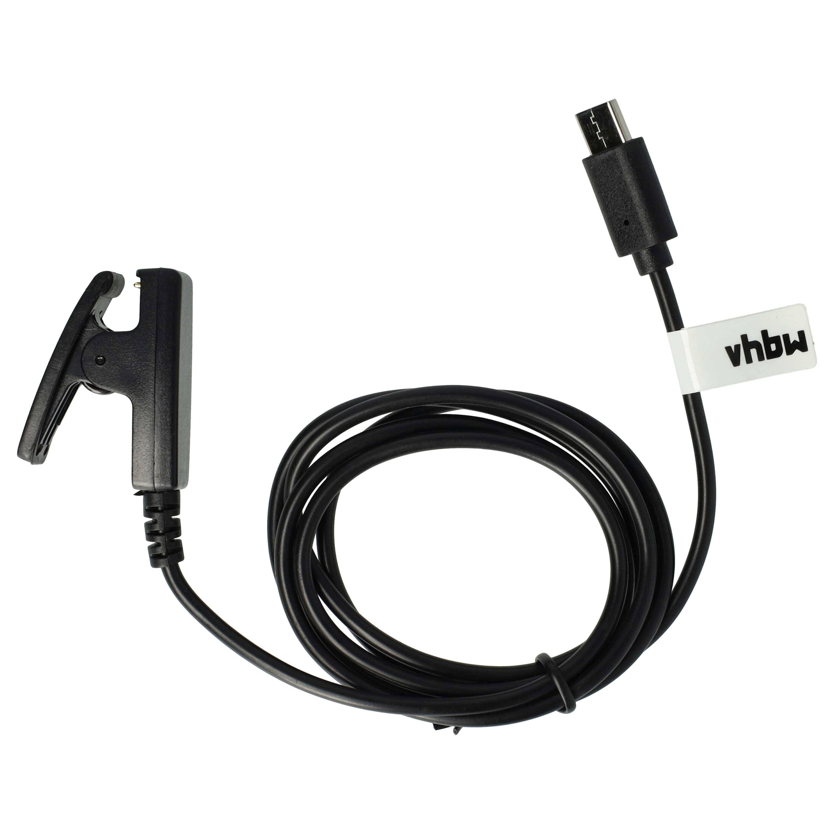 vhbw USB Ladekabel kompatibel mit Garmin Forerunner 645 Music 010-01863-30 Smartwatch Fitnesstracker - Ladestation Schwarz, 100 cm