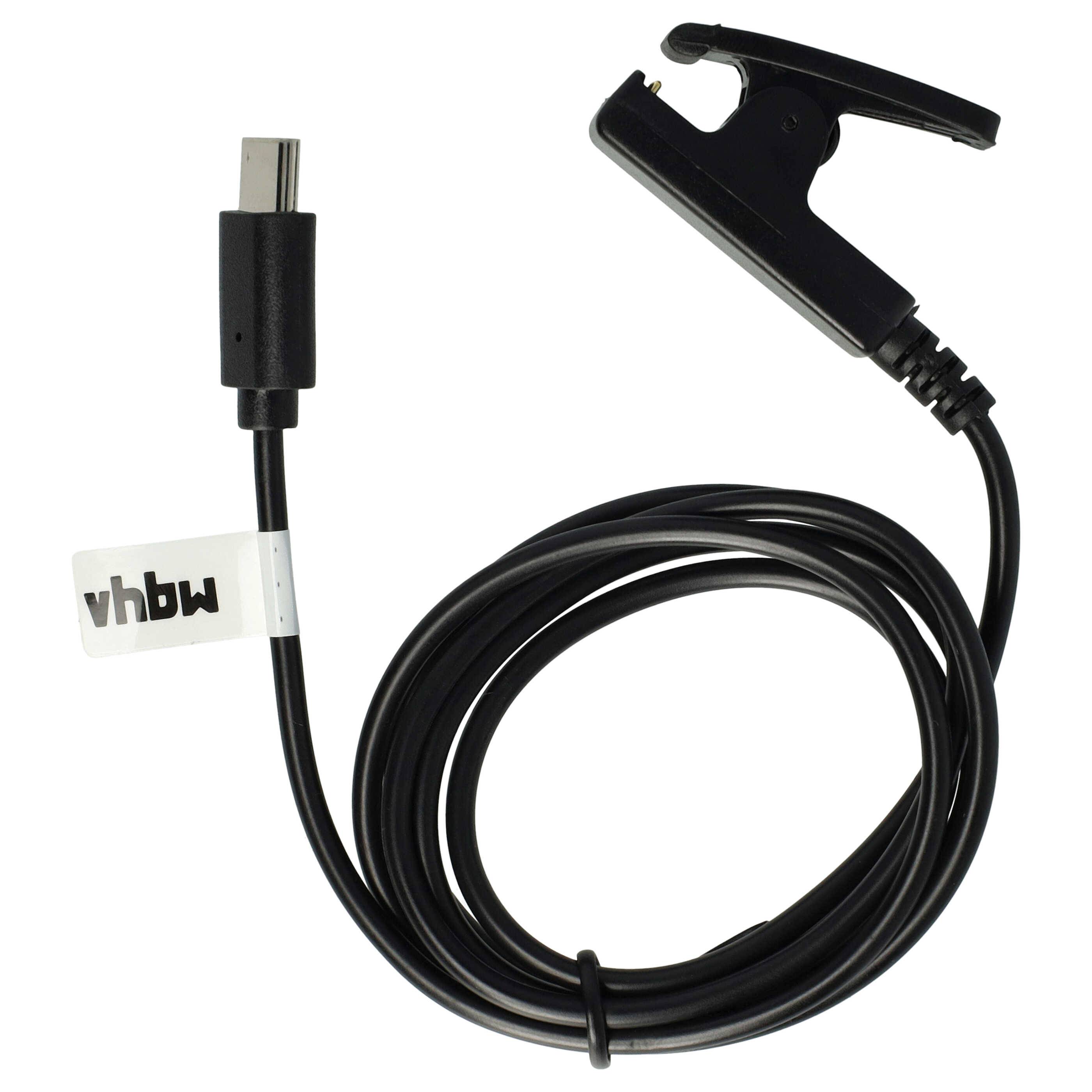 vhbw USB Ladekabel kompatibel mit Garmin vívomove Trend 010-02665- 01 Smartwatch Fitnesstracker - Ladestation Schwarz, 100 cm