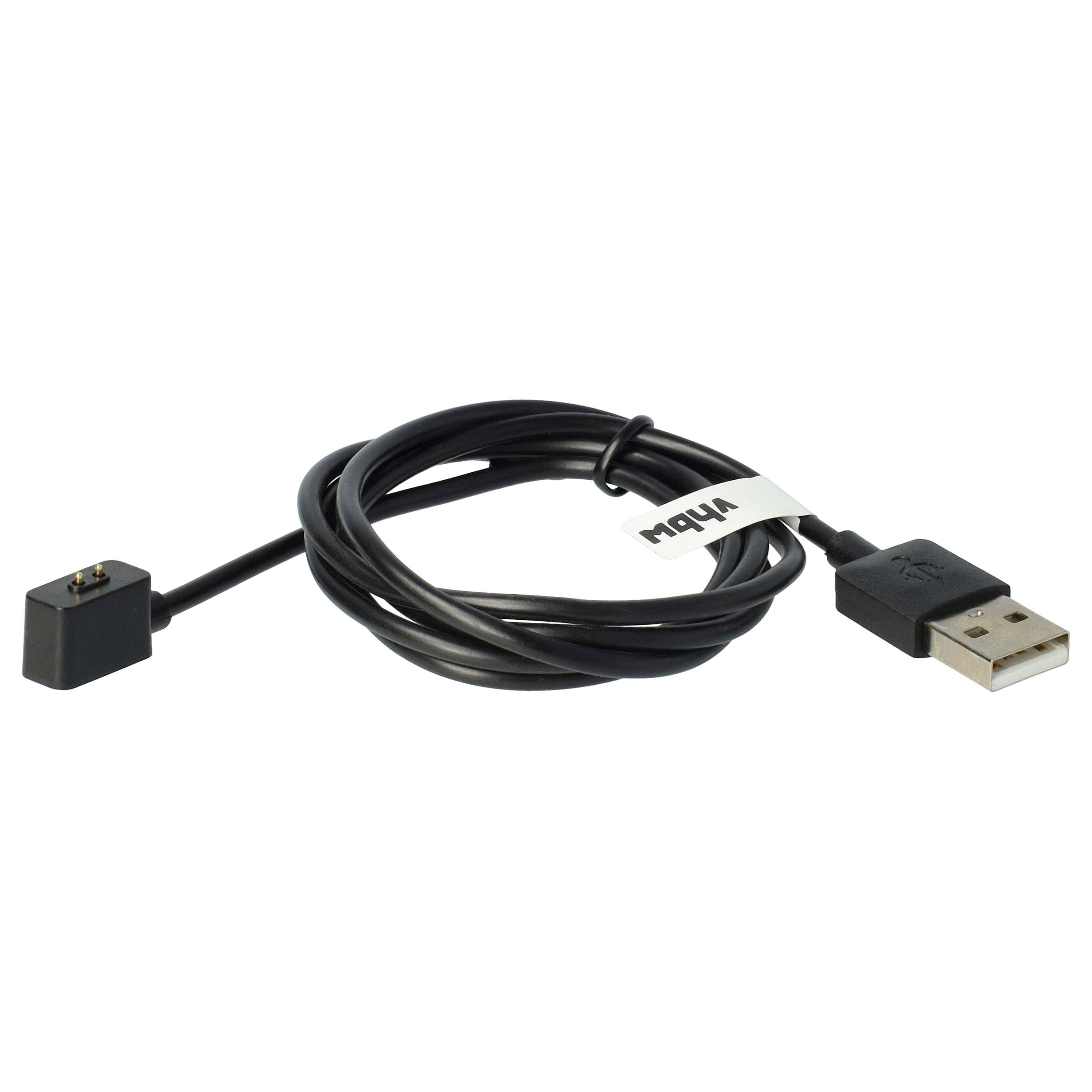 vhbw USB Ladekabel kompatibel mit Xiaomi Mi Band 8 | Redmi Band 2 Smartwatch Fitnesstracker - Ladestation Schwarz, magnetisch, 100 cm