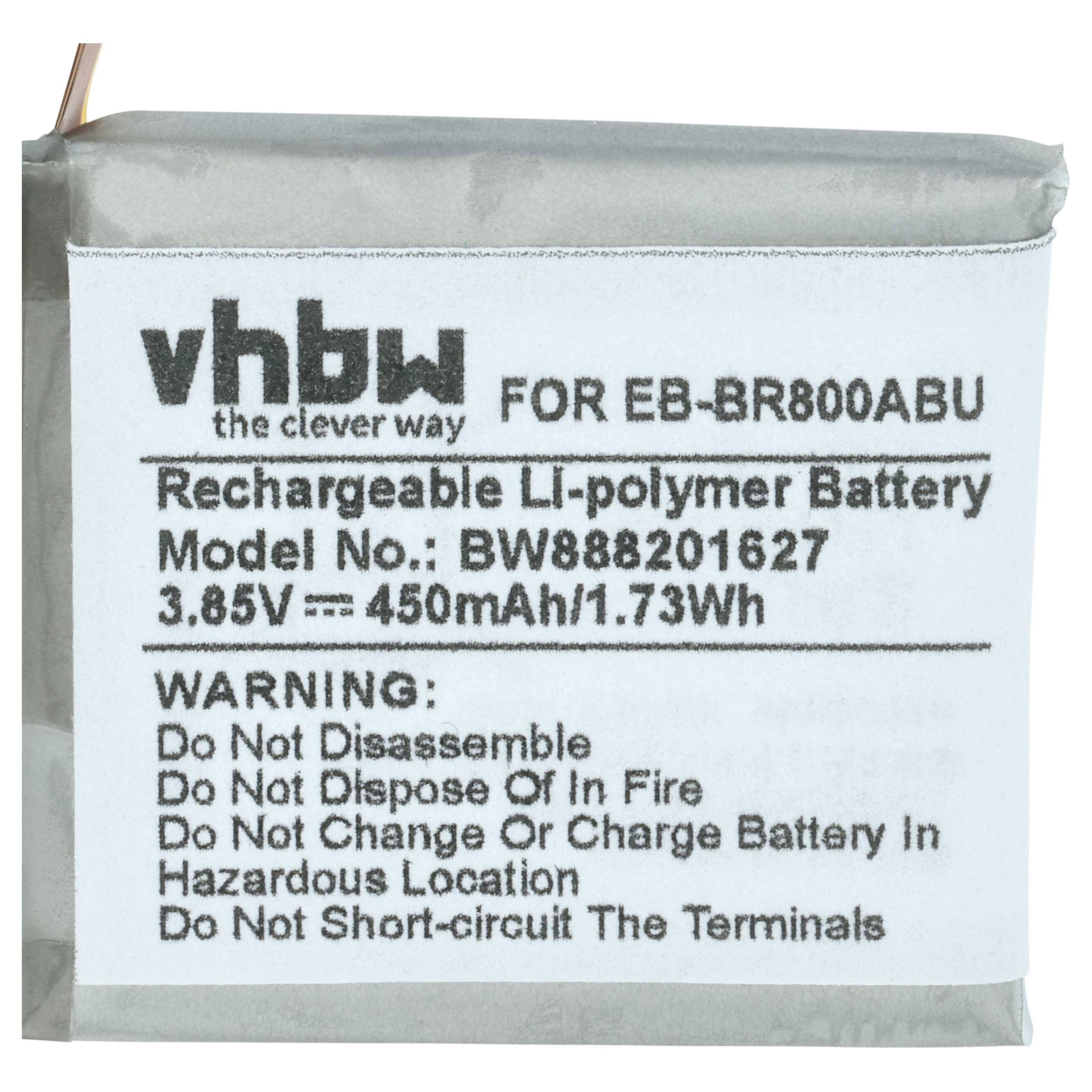 vhbw Akku Ersatz für Samsung EB-BR800ABU, GH43-04855A für Smartwatch Uhr Fitnessarmband (450 mAh, 3,85 V, Li-Polymer)