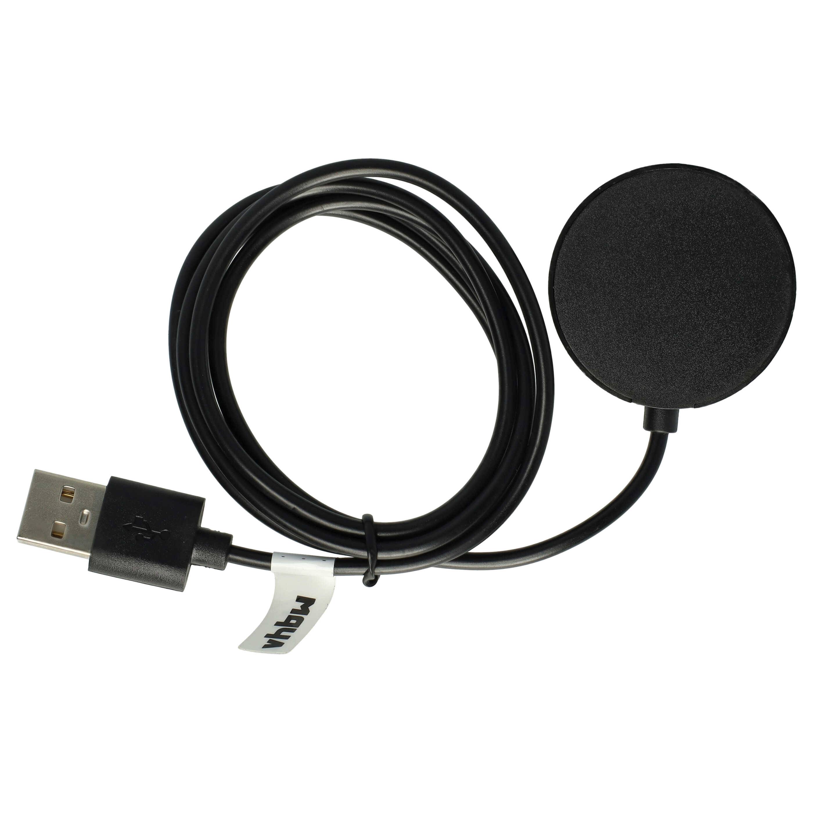vhbw USB-Ladestation kompatibel mit Xiaomi Watch S2 46mm, 42mm Smartwatch - Ladeschale mit Aufladekabel, 102 cm Schwarz