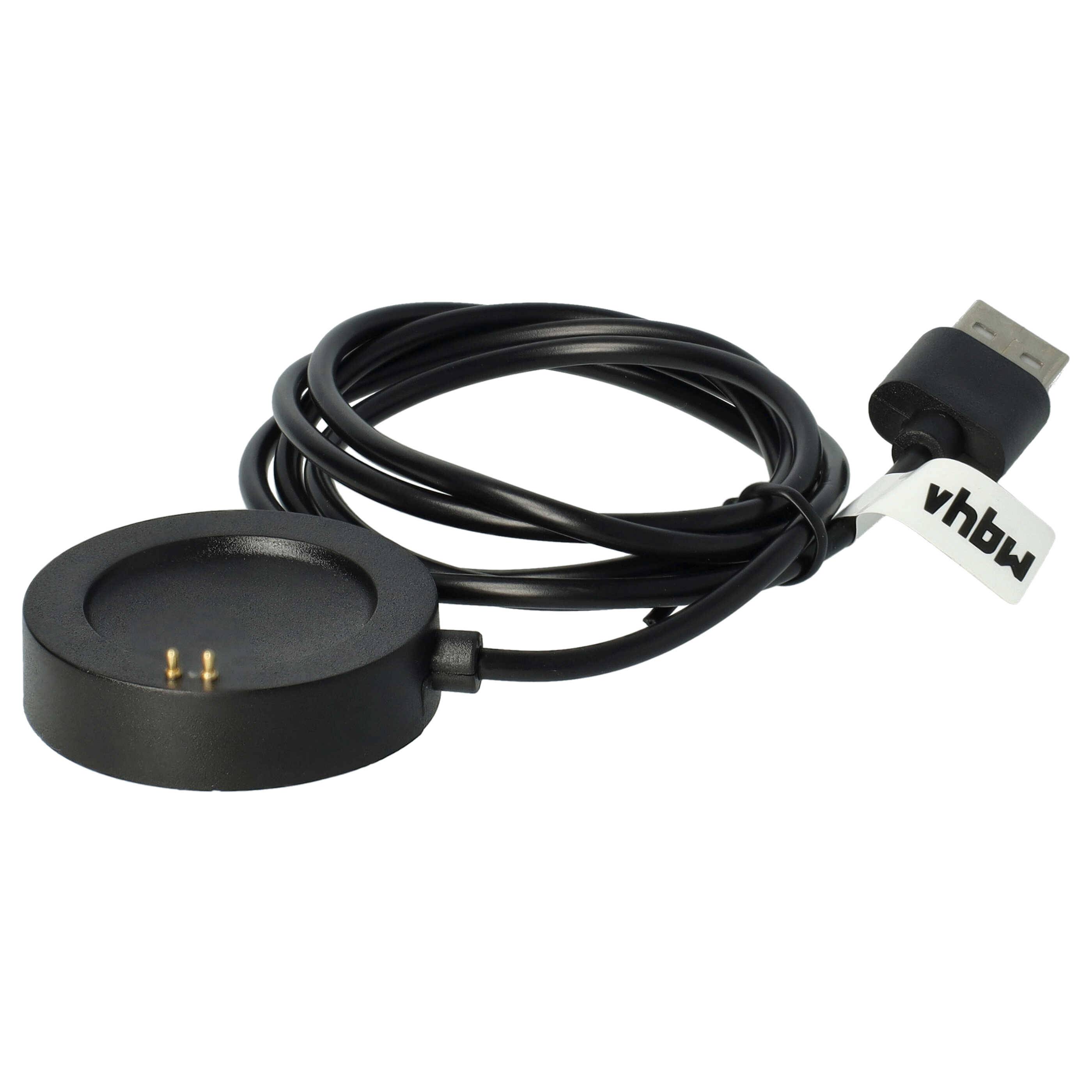 vhbw USB-Ladestation kompatibel mit Xiaomi Watch S2 46mm, 42mm Smartwatch - Ladeschale mit Aufladekabel, 102 cm Schwarz