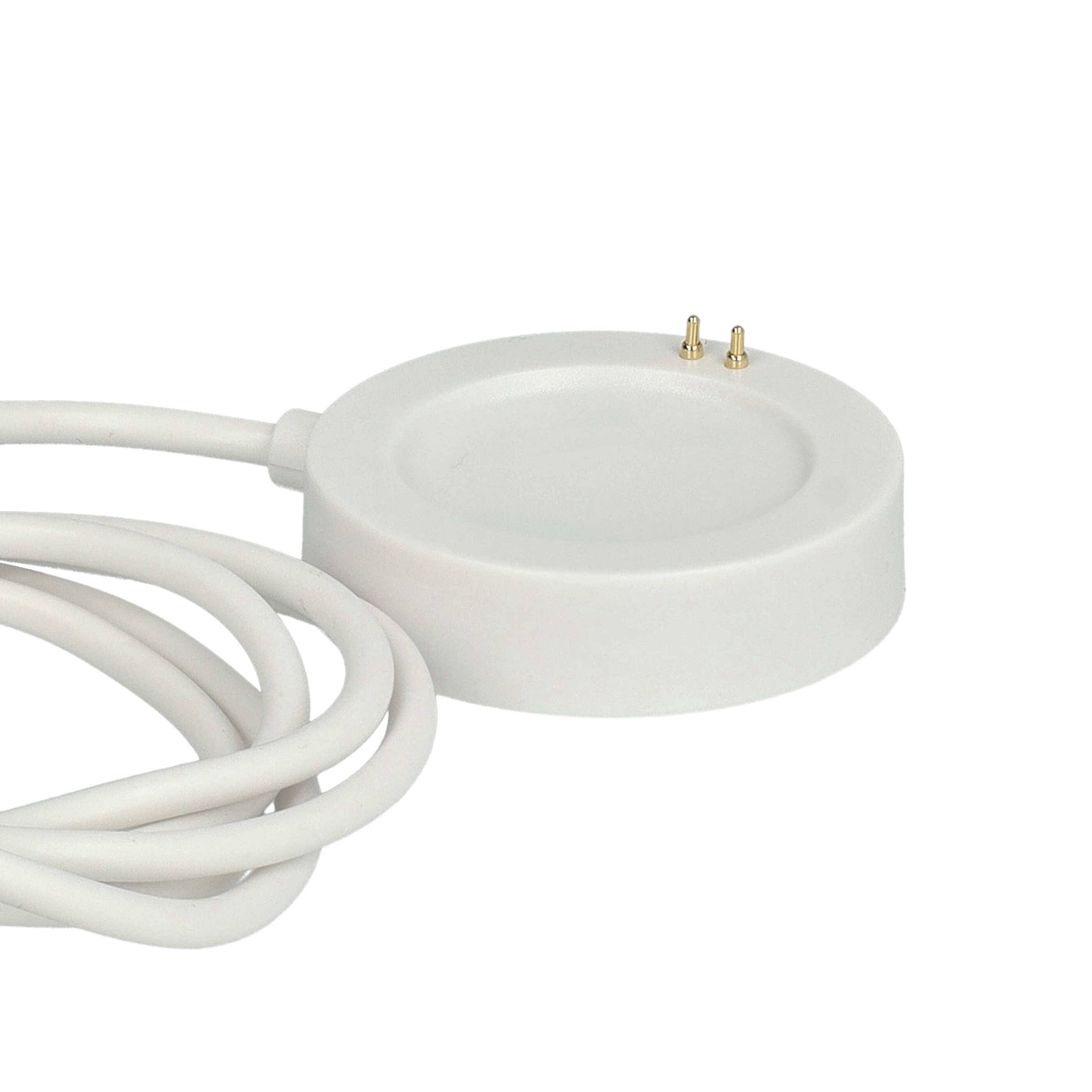vhbw USB-Ladestation kompatibel mit Xiaomi Watch S2 46mm, 42mm Smartwatch - Ladeschale mit Aufladekabel, 102 cm Weiß
