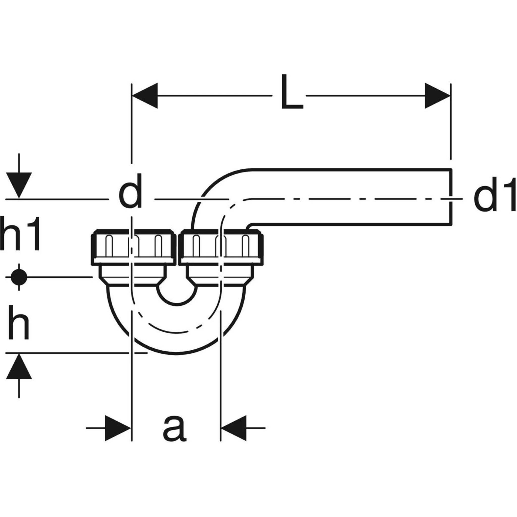 Geberit Siphon für Ausgussbecken d50/50mm, Einlauf senkr., Auslauf waagr., 1 Stk.
