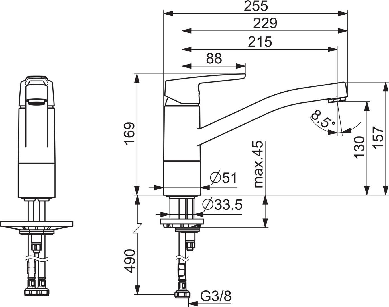 Hansa Spültisch-Hebelmischer Hansapolo neu verchromt