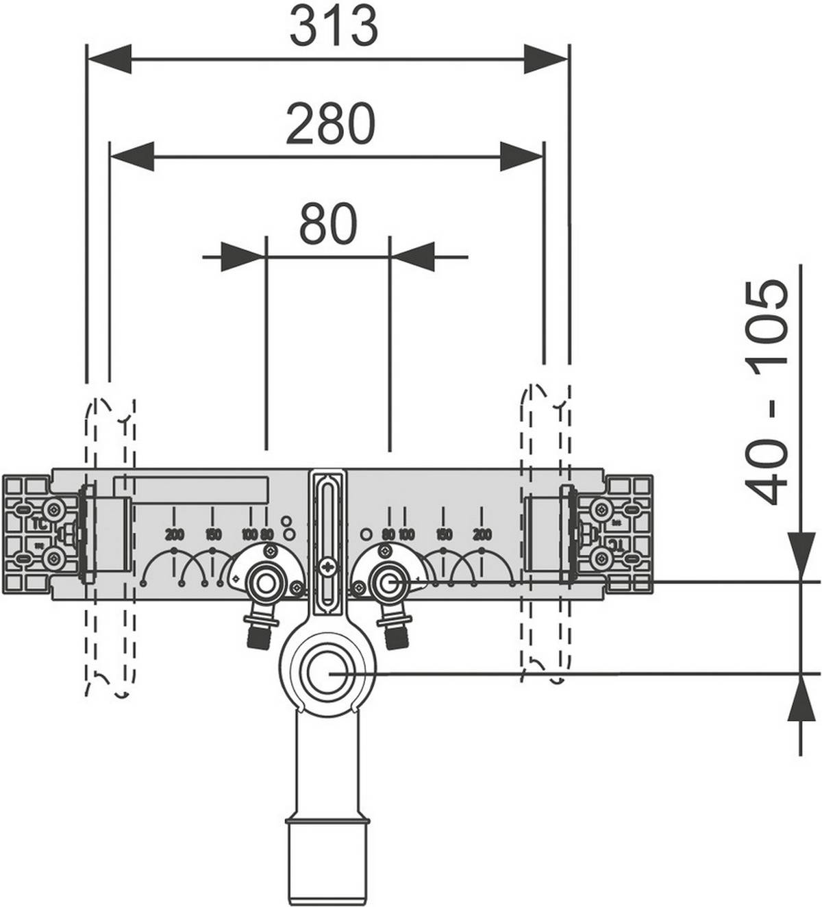 TECEprofil Anschlusseinheit f. WT mit Wandscheiben 16x1/2 rot