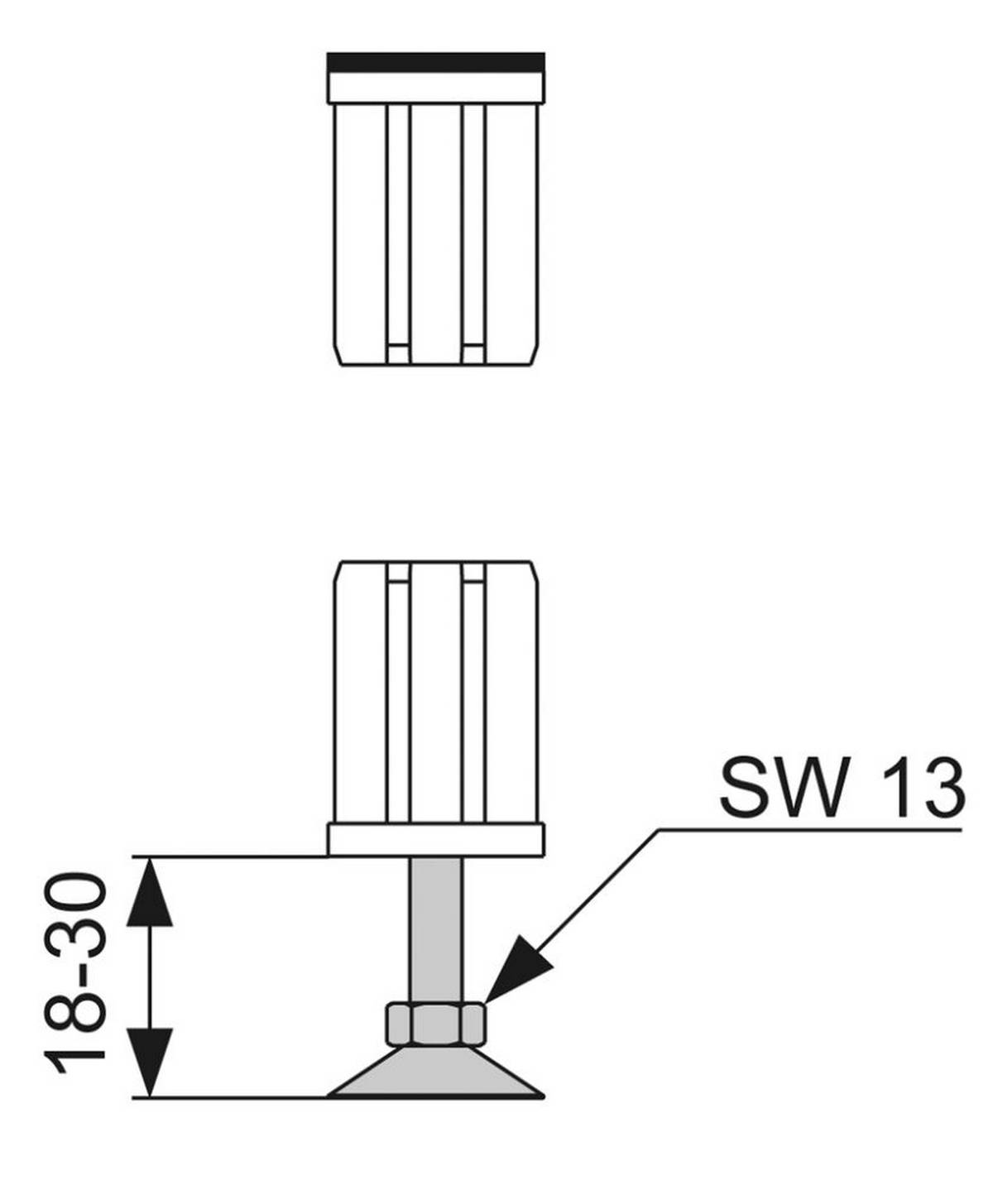 TECEprofil Einsteckfuß für Wannenträger und Verkleidungssystem