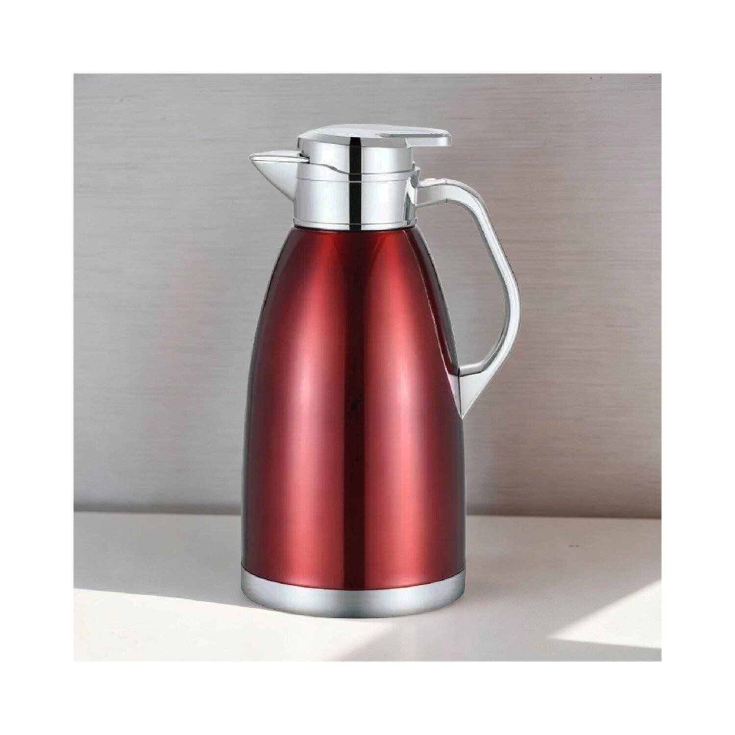 Thermoskanne 2,3L Isolierkanne Teekanne Thermosflasche Kaffeekanne Rot