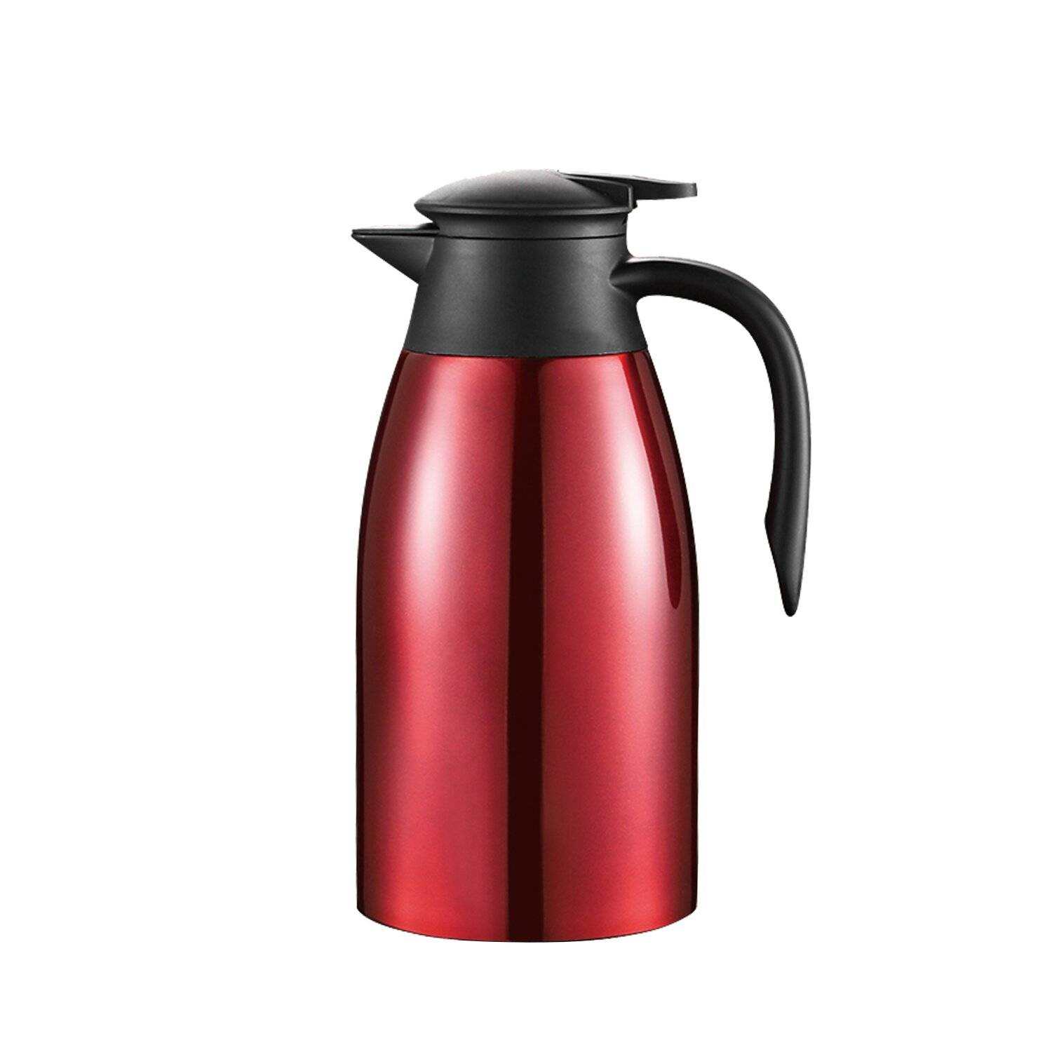 2L Edelstahl Thermoskanne Isolierkanne Thermosflasche Kaffeekanne Doppelwandig Rot