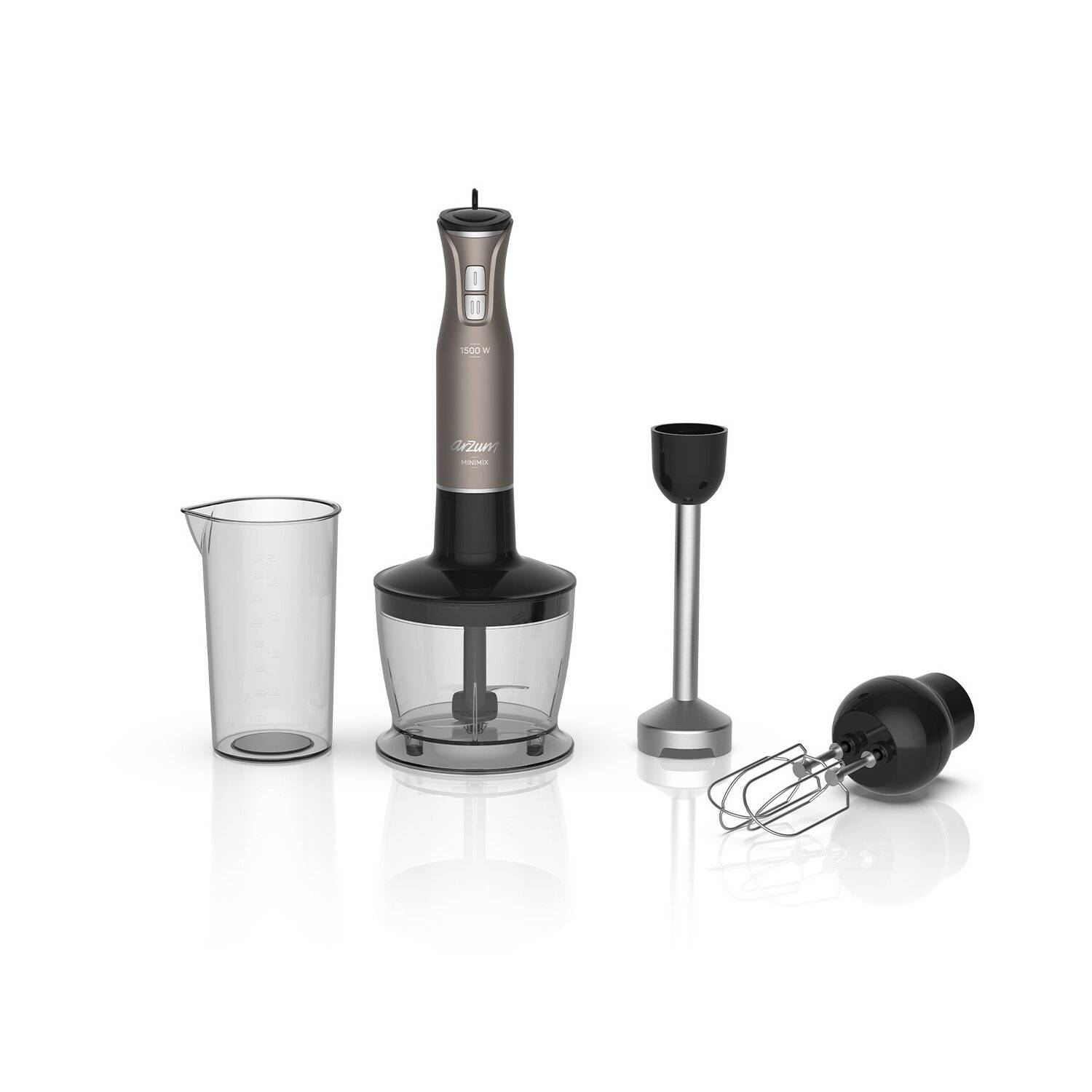 Arzum 1500W Stabmixer-Set Stabmixer Pürierstab Handmixer Zerkleinern Braun