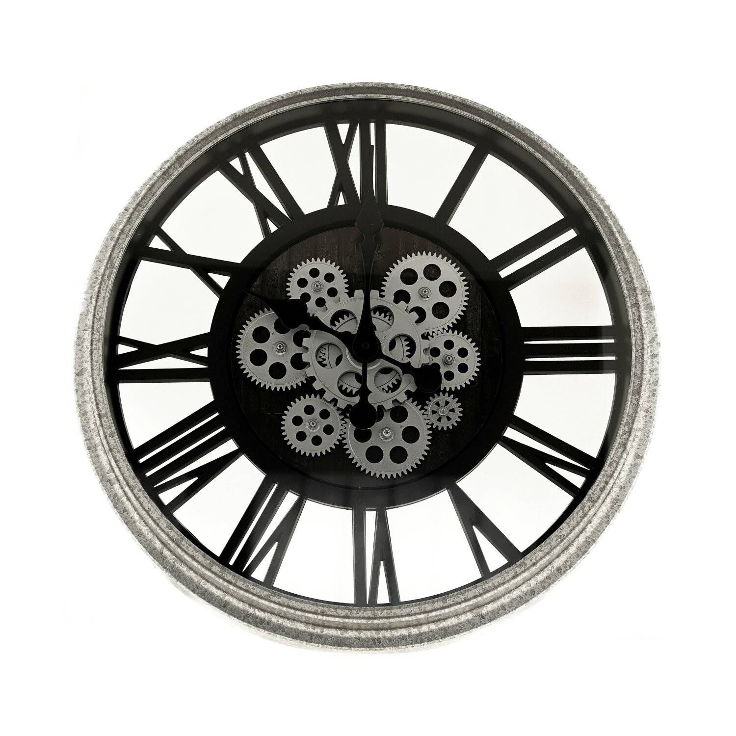 Sunay Wanduhr im Römischen Design - Klassische Eleganz für Ihr Zuhause Ø 50 cm aus Kunsstoff Silber