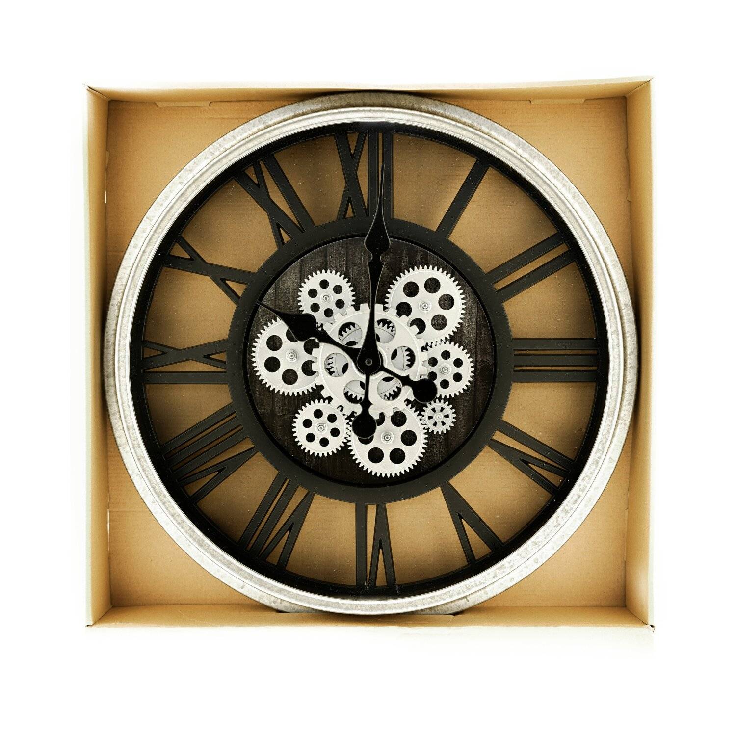 Sunay Wanduhr im Römischen Design - Klassische Eleganz für Ihr Zuhause Ø 50 cm aus Kunsstoff Silber