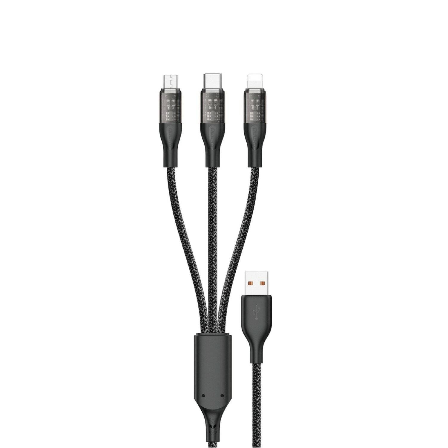 Schnellladekabel 120W 1,2 m 3in1 USB - USB-C / microUSB / iPhone-Anschluss Dudao L22X - Grau
