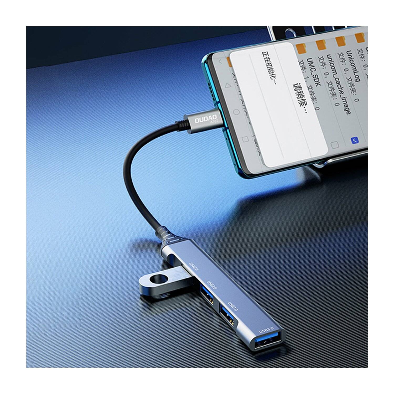 Dudao HUB 4in1 USB-C - 4x USB-A (3 x USB2.0 / USB3.0) 6,3cm schwarz