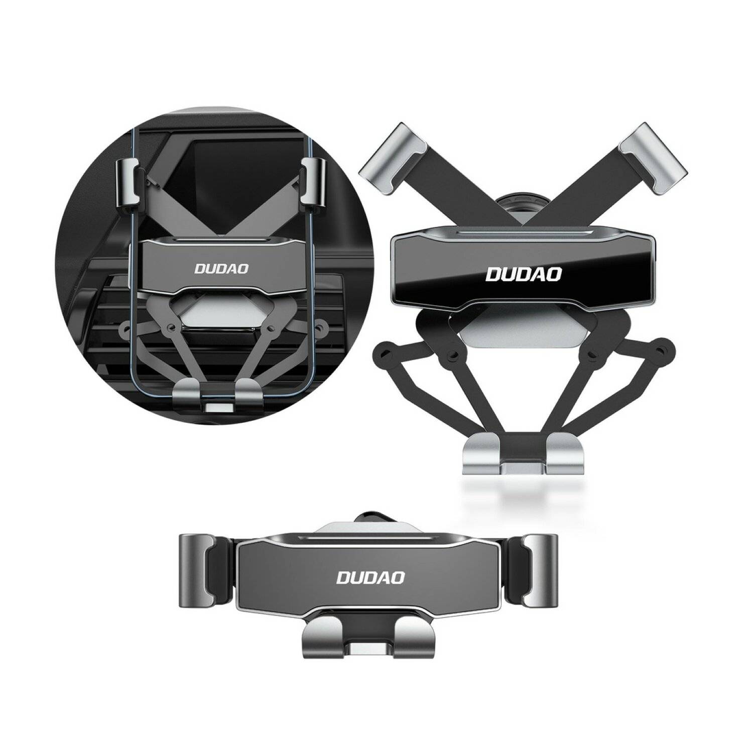 Dudao Gravity Auto-Smartphone-Halter Schwarz 360° drehbar aus Silikon für den Lüftungsgitter