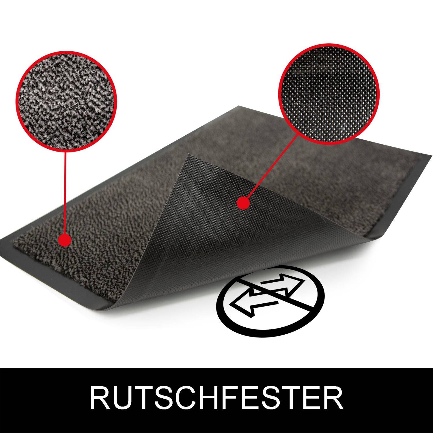 Schmutzfangmatte waschbare & leistungsstarke Fußmatte mit Rutschfester Rückseite Türmatte 40x60cm Anthrazit-Schwarz